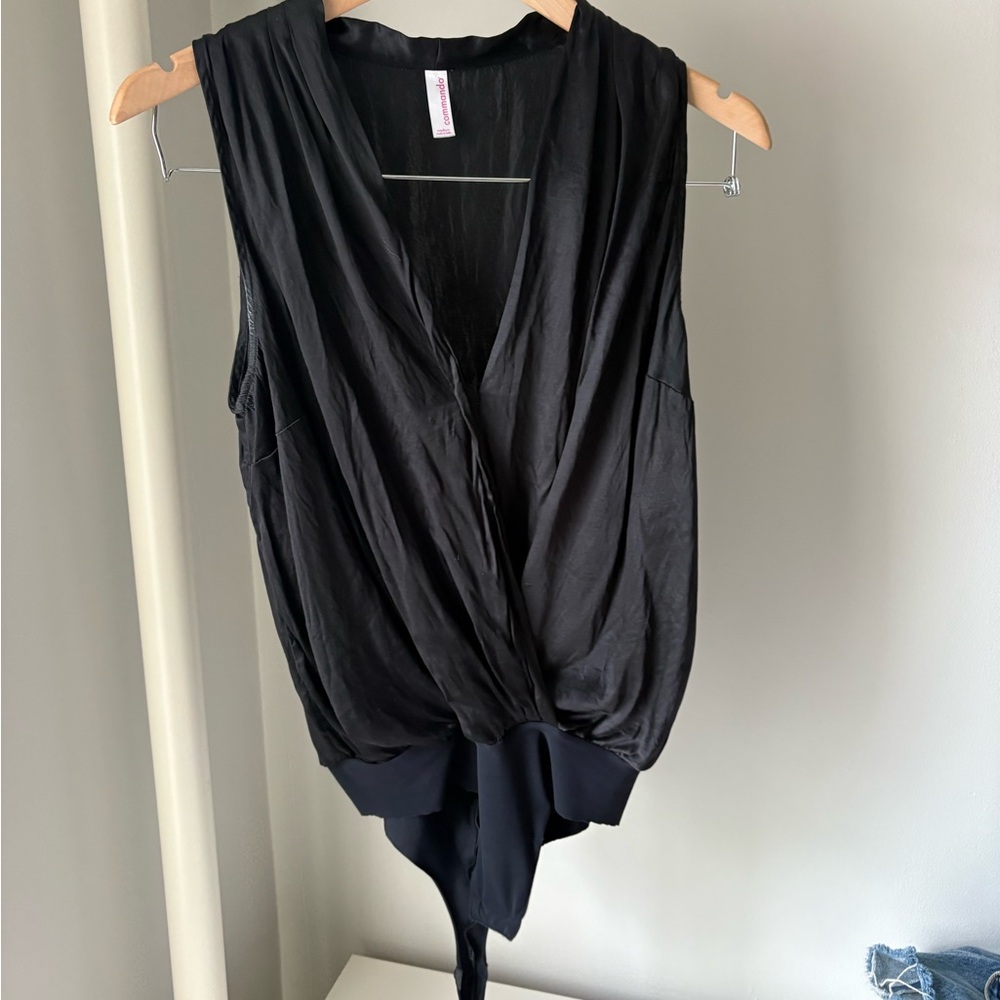 Commando Black Draped Bodysuit